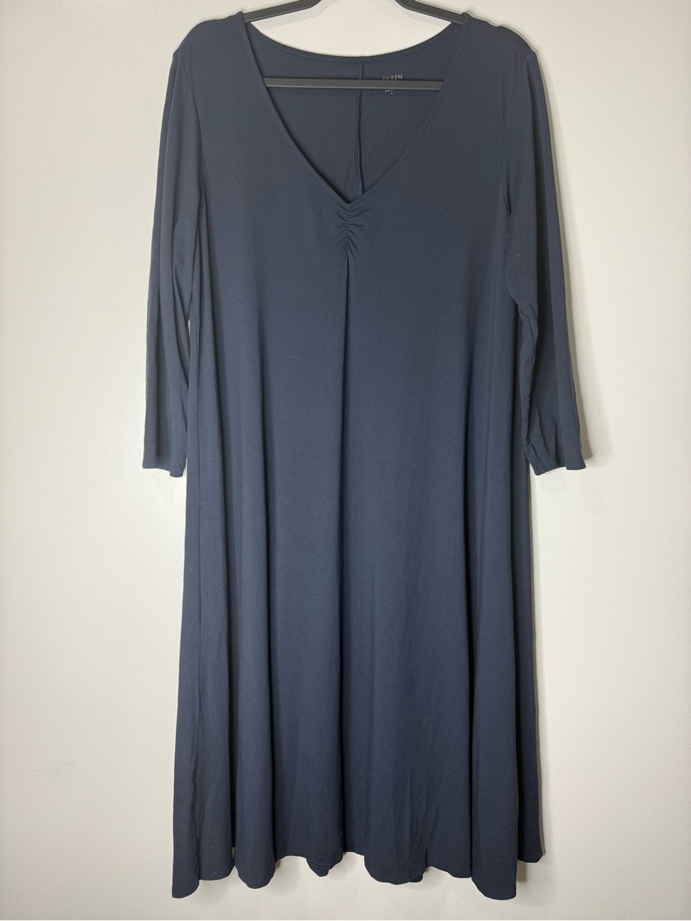 Eileen Fisher Classic Navy V-Neck Dress Size Large